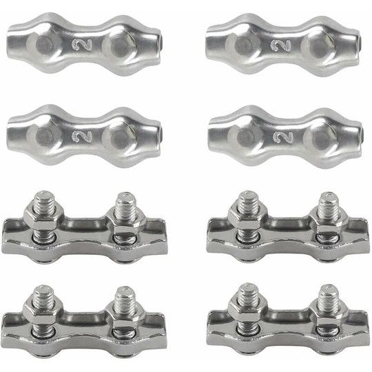 Betterlifegb - M3 Duplex Clips 304 Stainless Steel Cable Ties Duplex Wire Rope Clips for Wire Rope Clotheslines Sun Sails Hanging Patio Fixed 8pcs