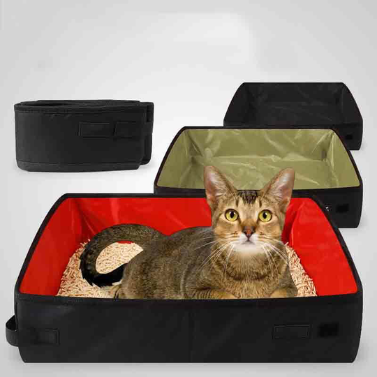 Foldable portable litter box, 1 piece red small 40 * 30cm