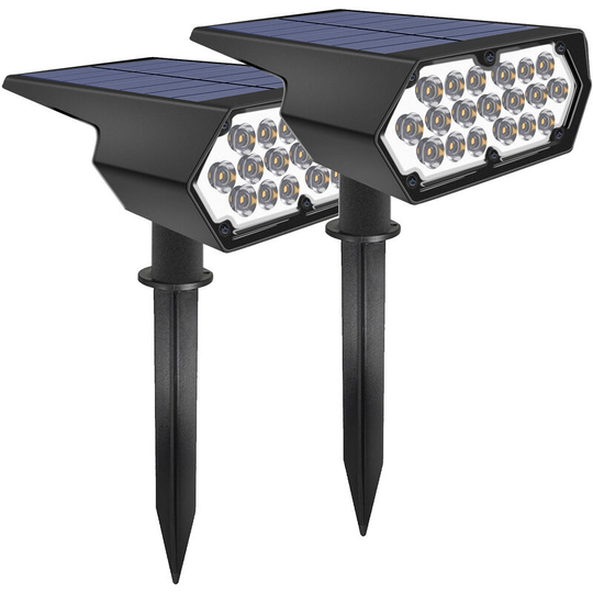 Asupermall - 2 Pack Solar Landscape Spotlights 19LEDs Spot Light Wall Lamp 2-in-1 Outdoor Solar Landscaping Lights IP65 Protect Rate for Patio Garden