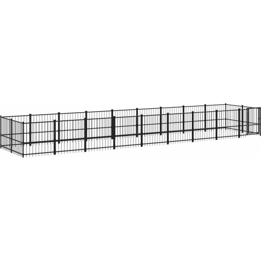 Outdoor Dog Kennel Steel 16.89 m² Vidaxl Black