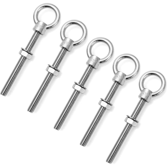 Threaded Eyebolts , Stainless Steel Eyebolt with Nut , M10*100mm , 5PCS