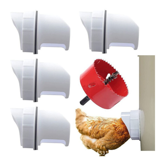 Diy Chicken Feeder, 4 Anti Pest Chicken Feeder Ports, Automatic Poultry Hens Feeder for Buckets, Barrels, Bins and Troughs_ Thsinde