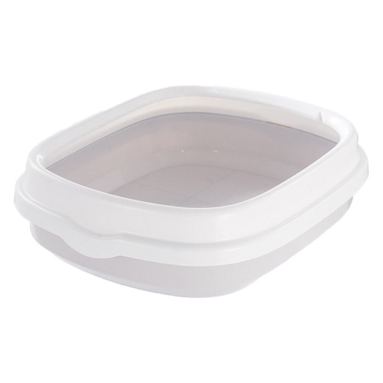 Large Kitten Cat Litter Tray Toilet Loop with Detachable Rim, Grey 48x40x14CM - Livingandhome
