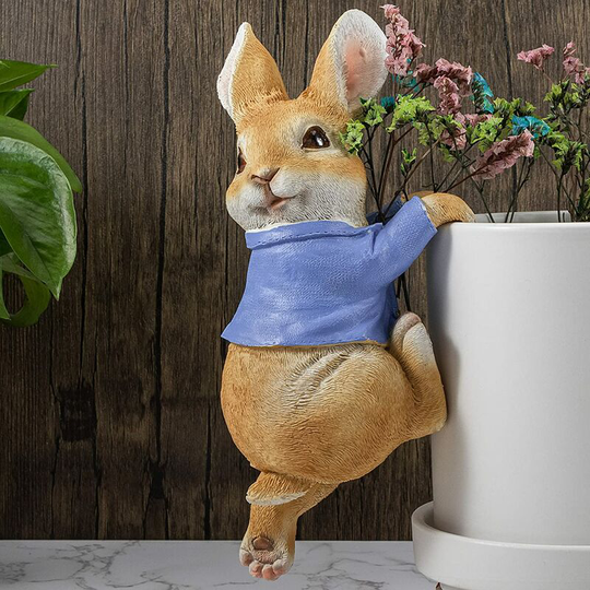 Resin Miniature Garden Statues - Hanging Decoration, Blue Rabbit