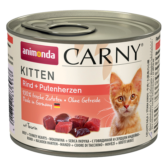 Animonda Carny Kitten 12 x 200g - Beef & Turkey Heart