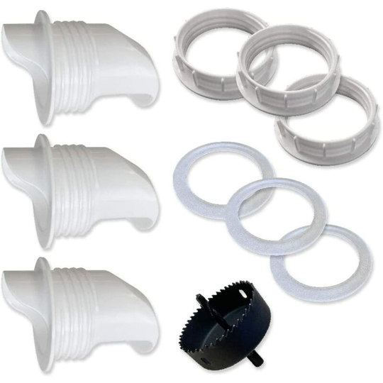 Diy Port 3 Port pvc Chicken Feeder and Hole Saw | Use for Pails, Barrels, Bins, Bins | Rainproof, weatherproof, waste-free