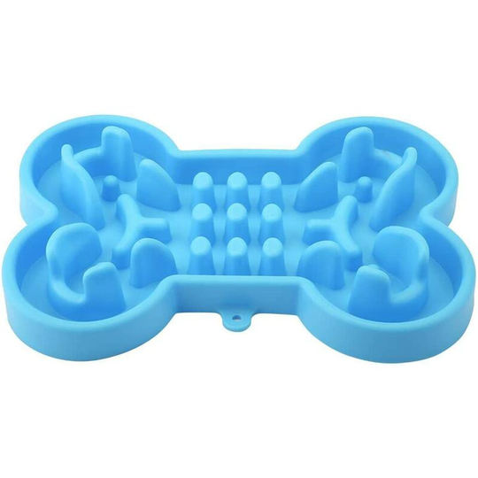 Slow Feeder Bowl, Anti-choking Healthy Pet Plate Slow Feeder Fun Feeder Anti-Slip Dog Food Bowl Dish for Dog Cat Puppy Kitten(S-Blue)
