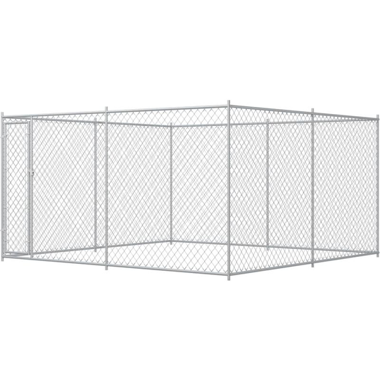Outdoor Dog Kennel 383x383x185 cm Vidaxl Silver