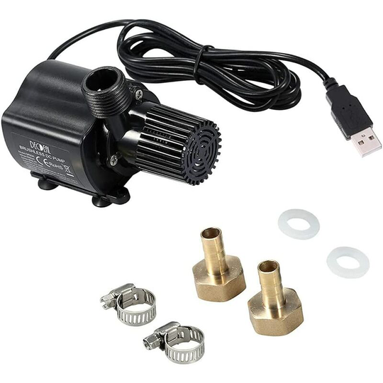 Monly - Garden Fountain Pump - usb - With 2 Brass Nozzles and usb Charging Cable - Mini Water Pump for Pond, Fountain, Aquarium, Swimming Pool,