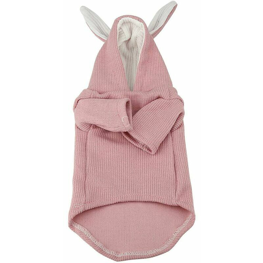 Puppy Clothes Cats Cute Rabbit Costume Chihuahua Hoodie Rabbit Ears Sweater Winter Warm Halloween Teddy Outfit Pet Dress Up Party for Small Medium