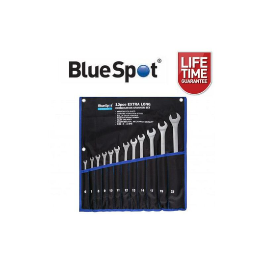 12 Piece Extra Long Metric Combination Spanner Set 6 - 22mm 04124 - Bluespot