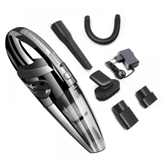 Thsinde - Cordless Handheld Vacuum Cleaner, Car Handheld Vacuum Cleaner, 120W Power Supply, usb Rechargeable (Black-EU Charger)