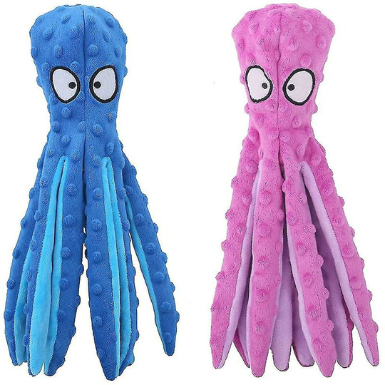 Dog Squeaky Toys Octopus - Wrinkle Free Plush Dog Toy For Puppies Teeth, Durable