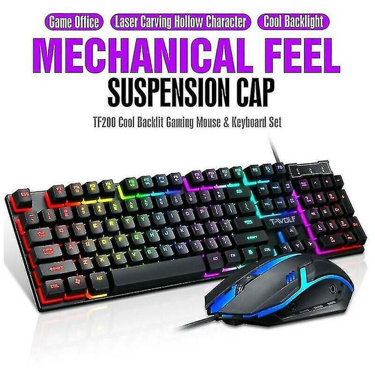 Rgb led Backlit Wired Mechanical Gaming Keyboard + Mouse Sets for Laptop Computer,