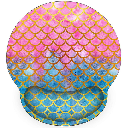 Thsinde - Pink Mouse Pad, Mermaid Mouse Pad With Raised Wrist Support Rubber Non-slip Base, Ergonomic Pad For Computer Laptop Office Home Game