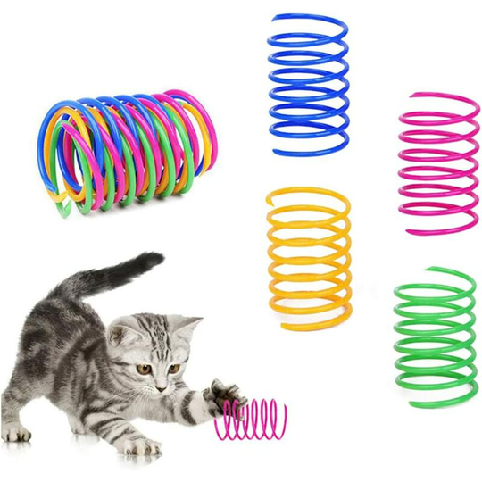 Cat Spiral Spring, 4 Pcs Cat Creative Toy to Kill Time and Keep Fit Interactive cat Toy Durable Heavy Plastic Spring Colorful Springs Cat Toy for