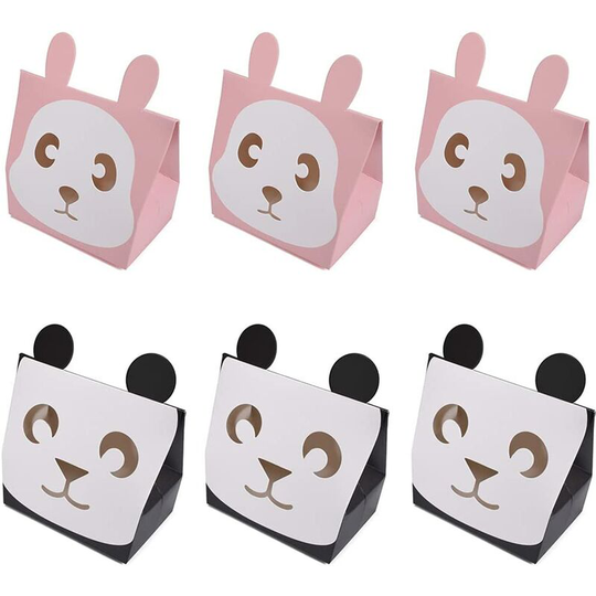 20 Pieces Animal Gift Bag, Animal Party Bags, Paper Gift Bags, Kids Party Paper Bags, Candy Paper Bags (Rabbit + Panda, 10*6.5*10.5cm)