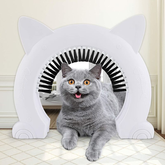 Cat Door with Brush, Topretty Indoor Door for Cats and Small Dogs, Easy to Install and Use, Upgraded Version, White