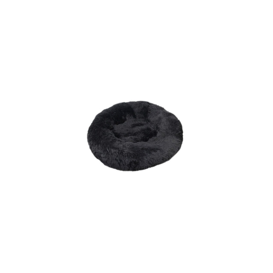 (Black, Diameter 50CM) Pet bed dog cat plush warm pet bed washable fluffy mat donut pet mat