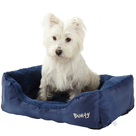 Deluxe Soft Washable Dog Pet Warm Basket Bed Cushion with Fleece Lining - Blue - Medium - Bunty