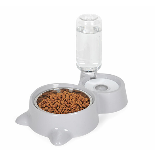 Dog Feeder Water Food Bowl Set Stainless Steel Automatic Water Dispenser Double Pet Bowls Bottle