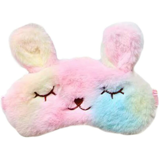 Rainbow Bunny Rabbit Eye Sleep Mask Sleeping Mask Eye Mask for Sleeping Silk Night Animal Eye Cover Travel Blackout Blindfold Eye Patch for Women Men