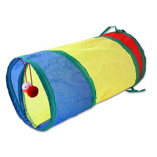 Collapsible Cat Tunnel Street Cat Toy Kitty Tunnel Pompom Ball Cat Interactive Game Toy Hiding Rest-B02109 Rainbow Xiaotong