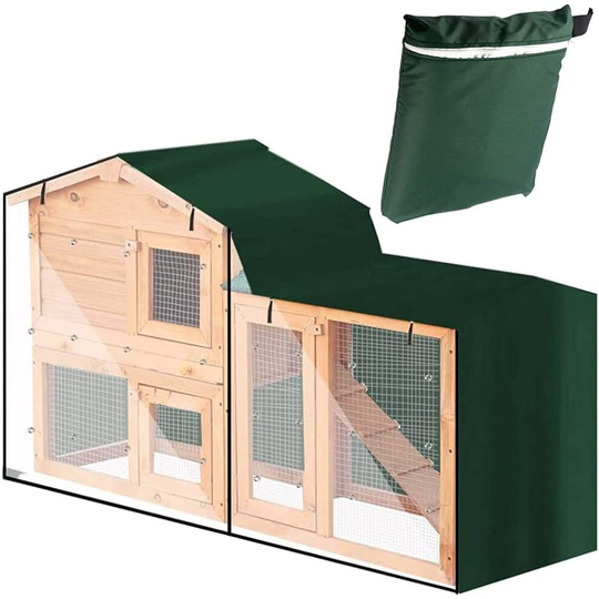 (Green-180x52x86cm) 210D Oxford Waterproof Triangle Rabbit Hutch Cover