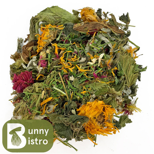 (100g) Bunny Bistro Flower & Herb Salad - Natural Botanical Food, Rabbit, Guinea Pig