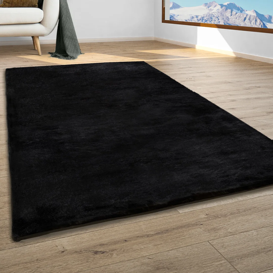 Acxel Plush Super Soft Handmade Tufted Black Rug