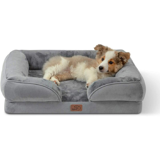 Orthopedic Dog Bed, Bolster Dog Beds for Medium/Large/Extra Large Dogs - Foam Sofa with Removable Washable Cover, Waterproof Lining and Nonskid
