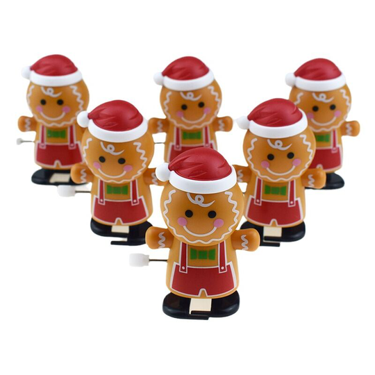 6pcs Novelty Walking Clock Shaking Head Biscuit Man Toy,Chain on Chain Walking Biscuit Little Man,Christmas Toys