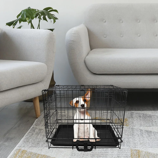 Dog Crate with Removal Tray Folding Metal Training Pet Cage/Carrier