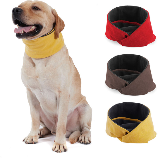 Dog Scarf,Reversible Warm Circle Loop Scarf,Dog collars,Pet Neck Warmer Gaiter for Winter,model:Yellow Small - Yellow