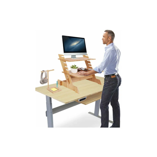 Extra Wide Standing Desk Converter Height-Adjustable Sit-stand Table Laptop Tray