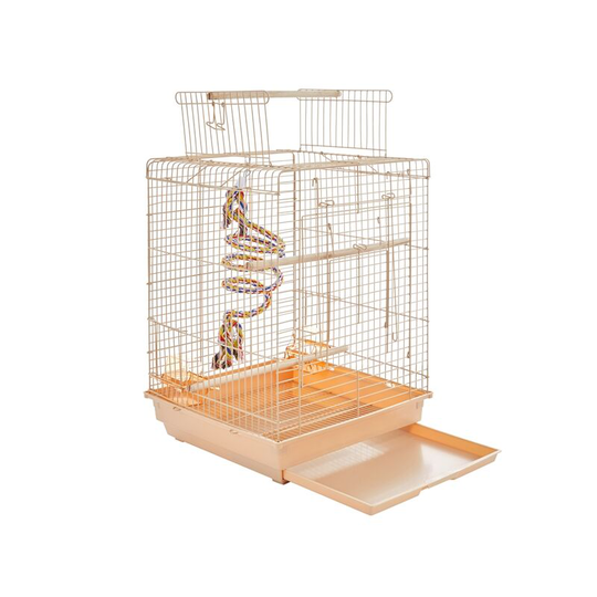 Bird Open Top Cage Parrot Cage,40x40x58cm,Squre, Almond - almond - Yaheetech