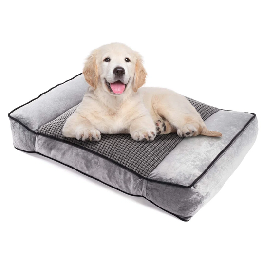 Medium Dog Bed(74X48cm), Shredded 15 Cm Memory Foam Orthopaedic Pet Bed For Good Support,Warm Plush & Cool Silk Double Sided Design Four Seasons Avail