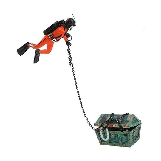 Artificial Fish Tank Ornaments Undersea Treasure Chest Scuba Diver Decor Aquarium Ornament
