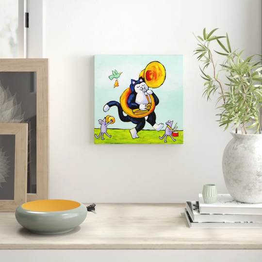 "John Phillips Sousa Cat" by Janet Nelson Painting Print on Wrapped Canvas