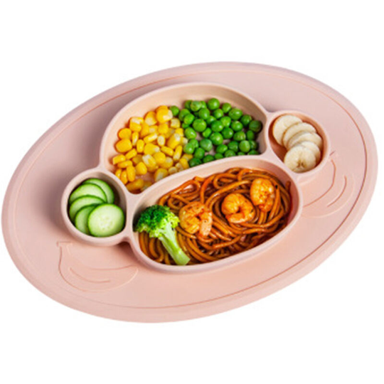 Devenirriche - Silicone Divided Dinner Plate Suction Plate bpa Free, Dishwasher and Oven Safe Fits Most High Chair Trays Stay In Place Baby Divided