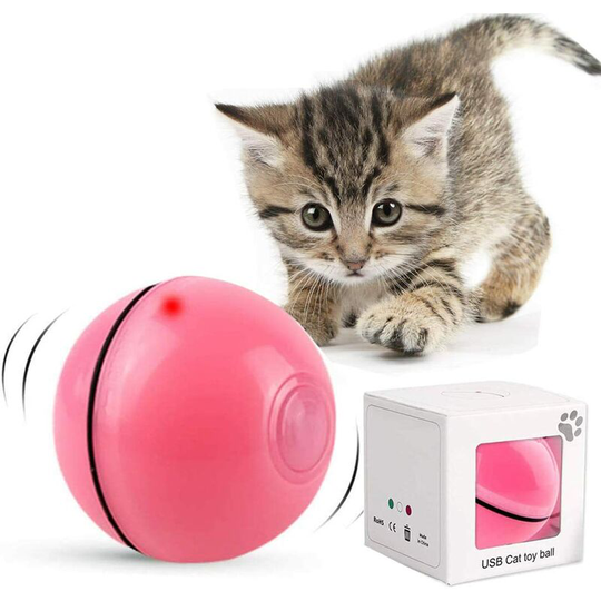 Litzee - Cat Toys Ball Interactive Automatic Self Rotating Rolling Balls, usb Rechargeable led Light Entertainment Pet Exercise Chaser Toys For