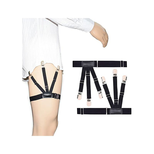 Perle Rare - Garter Shirt Men Elastic Suspenders Shirt Garter Belt