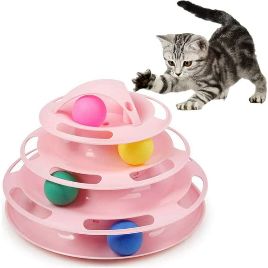 Interactive Cat Toy, Indoor Lap Track Cat Toy, Maze Cat Toys - Cat Treat Ball - Sturdy and Non-Slip - Pink