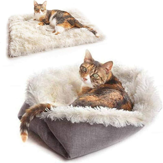 Cat and Dog Bed, 2 in 1 Dual-use Soft and Comfortable Cat Bed for Dog, Heated Puppy Nest, Soft Bed for Kitten, Puppy, Rabbit, Small Pets