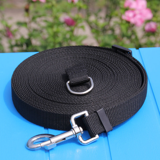 Dog Leash (15m Black), Dog Training Leash with Handle Long Dog Lanyard Nylon Strap Hands Free for Small to Large Dogs Pet Walking Jogging 2.5*15M