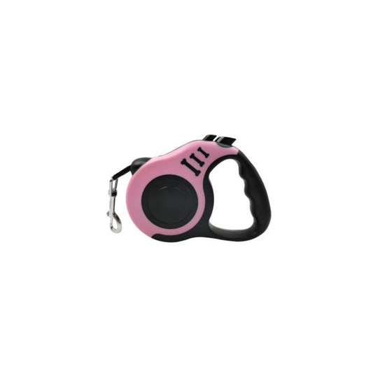 Leash for Retractable Dogs of All Sizes, 7 m Resistant Cord, with Buttons for Blocking and Rewinding - pink