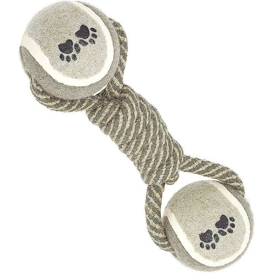 Dog Toy Leash Toss Ball Dog Toy Dumbbell Sustainable Cotton Interactive Chew Toy for Small to Medium Puppies
