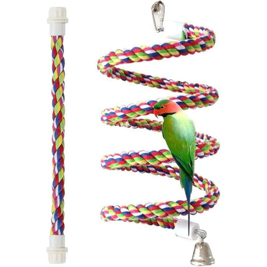 Bird Rope Perch Parakeet Toys, Spiral Bird Toy for Cockatiels, 13.7"&43" Bird Bungee Rope Perches Suitable Bird Cage Accessories