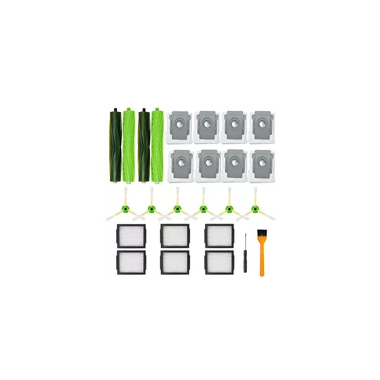 Flkwoh - Accessory kit compatible with Roomba i7 i7+ / i7 Plus E5 E6 E7 series spare parts Pack of (4 main brushes + 8 dust bags + 6 screens + 6
