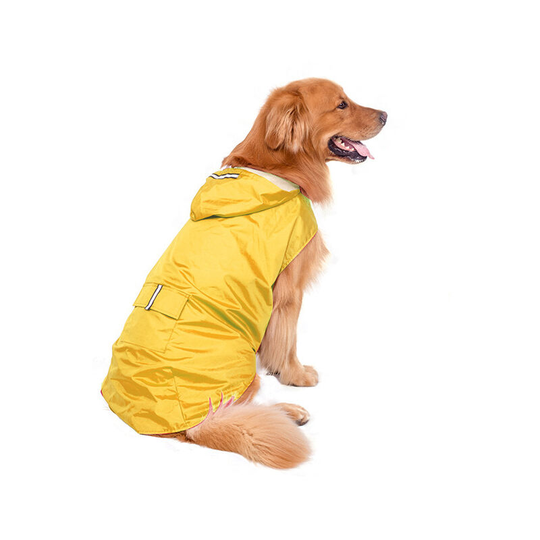 Large Reflective Dog Raincoat Hooded Super Waterproof Raincoat For Medium To Large Dogs, Yellow 4Xl